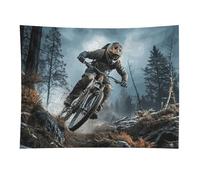 HETVBNS Mountain Bike Tournament Tapestry Wall Hanging - 30"x40" Aesthetic Tapestries Soft Polyester Wall Art Decor Large Tapestry for Bedroom Living Room Dorm Backdrop, Hanging Kit Included
