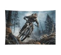 HETVBNS Mountain Bike Tournament Tapestry Wall Hanging - 40"x60" Aesthetic Tapestries Soft Polyester Wall Art Decor Large Tapestry for Bedroom Living Room Dorm Backdrop, Hanging Kit Included