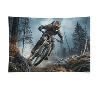 HETVBNS Mountain Bike Tournament Tapestry Wall Hanging - 40"x60" Aesthetic Tapestries Soft Polyester Wall Art Decor Large Tapestry for Bedroom Living Room Dorm Backdrop, Hanging Kit Included