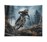 HETVBNS Mountain Bike Tournament Tapestry Wall Hanging - 50"x60" Aesthetic Tapestries Soft Polyester Wall Art Decor Large Tapestry for Bedroom Living Room Dorm Backdrop, Hanging Kit Included