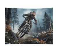 HETVBNS Mountain Bike Tournament Tapestry Wall Hanging - 60"x80" Aesthetic Tapestries Soft Polyester Wall Art Decor Large Tapestry for Bedroom Living Room Dorm Backdrop, Hanging Kit Included