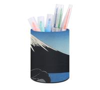 HETVBNS Mountain Lotus Pen Holder for Desk PU Leather Round Desk Organizer Multifunctional Makeup Brush Storage Aesthetic Desktop Supplies Stylish Pencil Holder for Office & Home