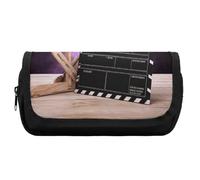 HETVBNS Movies Clapperboard Pencil Case Extra Large, Double Layer Pencil Pouch with Zipper, Portable Cosmetic Bags for Travel, Office Stationery Organizer for Women Men
