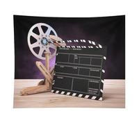 HETVBNS Movies Clapperboard Tapestry Wall Hanging - 50"x60" Aesthetic Tapestries Soft Polyester Wall Art Decor Large Tapestry for Bedroom Living Room Dorm Backdrop, Hanging Kit Included