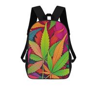 HETVBNS MultiColor Leaf Weed Art Backpack for Women Men, Durable 600D Polyester Bookbag with Large Capacity, Lightweight 17 Inch Laptop Backpack Minimalism Casual Daypack for Work, Travel