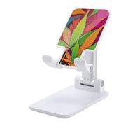 HETVBNS Multicolor Leaf Weed Art Phone Stand for Desk - Adjustable & Foldable Tablet Stand Portable Cell Phone Stand Holder Compatible with 4-13" Smartphones, Tablets