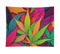 HETVBNS MultiColor Leaf Weed Art Tapestry Wall Hanging - 50"x60" Aesthetic Tapestries Soft Polyester Wall Art Decor Large Tapestry for Bedroom Living Room Dorm Backdrop, Hanging Kit Included
