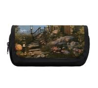 HETVBNS Mushroom Garden Pencil Case Extra Large, Double Layer Pencil Pouch with Zipper, Portable Cosmetic Bags for Travel, Office Stationery Organizer for Women Men