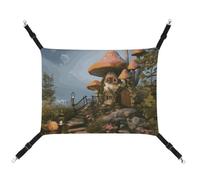 HETVBNS Mushroom Garden Pet Hammock for Cats & Dogs, Soft Breathable Canvas Hanging Hammock with Adjustable Straps, Comfortable & Durable Hanging Bed for Small to Medium Pets