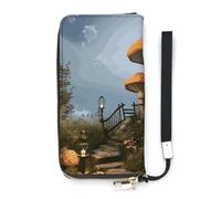 HETVBNS Mushroom Garden Wallet, Elegant Wristlet Wallet with Multi-Card Slots, PU Leather Long Purse for Women, Men