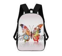 HETVBNS Music Butterfly Backpack for Women Men, Durable 600D Polyester Bookbag with Large Capacity, Lightweight 17 Inch Laptop Backpack Minimalism Casual Daypack for Work, Travel