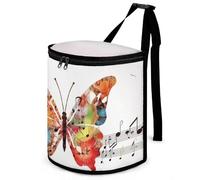 HETVBNS Music Butterfly Car Trash Can with Lid, Leakproof Hanging Automotive Trash Bin, Waterproof Garbage Storage Bag for Vehicles, RV, Bathroom, Office