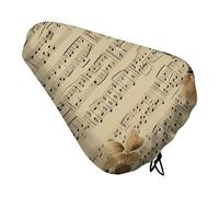 HETVBNS Music Notes Bike Seat Cover Waterproof Oxford Fabric, Universal Adjustable Bicycle Saddle Cover with Drawstring Easy Install Protective Rain Dust Covers for Women Men