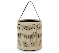 HETVBNS Music Notes on Old Paper Candy Bag Halloween Trick Or Treat Bucket 7.9x8.3in, Reusable Gift Bags for Party Holiday Wedding