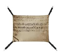 HETVBNS Music Notes on Old Paper Pet Hammock for Cats & Dogs, Soft Breathable Canvas Hanging Hammock with Adjustable Straps, Comfortable & Durable Hanging Bed for Small to Medium Pets