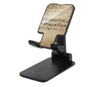 HETVBNS Music Notes on Old Paper Phone Stand for Desk - Adjustable & Foldable Tablet Stand Portable Cell Phone Stand Holder Compatible with 4-13" Smartphones, Tablets