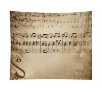 HETVBNS Music Notes on Old Paper Tapestry Wall Hanging - 50"x60" Aesthetic Tapestries Soft Polyester Wall Art Decor Large Tapestry for Bedroom Living Room Dorm Backdrop, Hanging Kit Included
