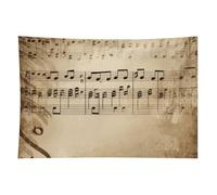 HETVBNS Music Notes on Old Paper Tapestry Wall Hanging - 60"x90" Aesthetic Tapestries Soft Polyester Wall Art Decor Large Tapestry for Bedroom Living Room Dorm Backdrop, Hanging Kit Included
