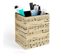 HETVBNS Music Notes Pen Holder for Desk - PU Leather Square Desk Organizer Travel Makeup Brush Storage Stylish Pencil Holder Desktop Stationery Organizer for Office & Home