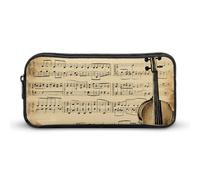 HETVBNS Music Notes Pencil Case Large Capacity, Durable Pencil Pouch Portable Small Cosmetic Bag with Metal Zipper, Simple Makeup Pouch Aesthetic Toiletry Bag for Travel Office