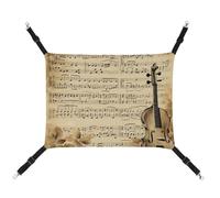 HETVBNS Music Notes Pet Hammock for Cats & Dogs, Soft Breathable Canvas Hanging Hammock with Adjustable Straps, Comfortable & Durable Hanging Bed for Small to Medium Pets