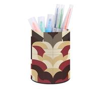 HETVBNS Natural Pattern Style Pen Holder for Desk PU Leather Round Desk Organizer Multifunctional Makeup Brush Storage Aesthetic Desktop Supplies Stylish Pencil Holder for Office & Home