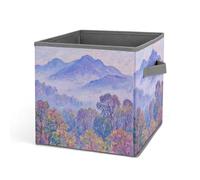HETVBNS Nature Forest Mountain Storage Bins 10.6 Inch, Oxford Fabric Foldable Storage Cube Organizer Basket with Handles, Fabric Bins for Closet Shelves, Toys, Clothes, Books, Bedroom