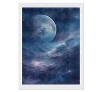 HETVBNS Nebula and Moon Diamond Painting Kits for Adults, Full Round Drill DIY Diamond Art for Beginners, 5D Gem Art and Crafts for Home Wall Decor 12"x16"