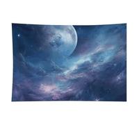 HETVBNS Nebula And Moon Tapestry Wall Hanging - 40"x60" Aesthetic Tapestries Soft Polyester Wall Art Decor Large Tapestry for Bedroom Living Room Dorm Backdrop, Hanging Kit Included