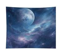 HETVBNS Nebula And Moon Tapestry Wall Hanging - 50"x60" Aesthetic Tapestries Soft Polyester Wall Art Decor Large Tapestry for Bedroom Living Room Dorm Backdrop, Hanging Kit Included