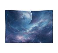 HETVBNS Nebula And Moon Tapestry Wall Hanging - 60"x90" Aesthetic Tapestries Soft Polyester Wall Art Decor Large Tapestry for Bedroom Living Room Dorm Backdrop, Hanging Kit Included
