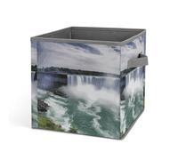 HETVBNS Niagara Falls Storage Bins 10.6 Inch, Oxford Fabric Foldable Storage Cube Organizer Basket with Handles, Fabric Bins for Closet Shelves, Toys, Clothes, Books, Bedroom