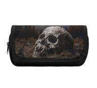 HETVBNS Night And Skull Pencil Case Extra Large, Double Layer Pencil Pouch with Zipper, Portable Cosmetic Bags for Travel, Office Stationery Organizer for Women Men