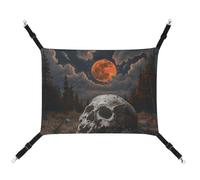 HETVBNS Night and Skull Pet Hammock for Cats & Dogs, Soft Breathable Canvas Hanging Hammock with Adjustable Straps, Comfortable & Durable Hanging Bed for Small to Medium Pets