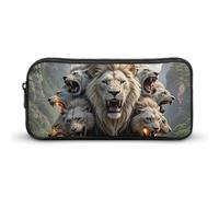 HETVBNS Nine Lions Pencil Case Large Capacity Zipper Pouch, Durable Pencil Box Organizer, Portable Small Cosmetic Bag for Office, Travel