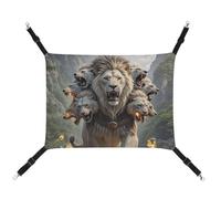 HETVBNS Nine Lions Pet Hammock for Cats & Dogs, Soft Breathable Canvas Hanging Hammock with Adjustable Straps, Comfortable & Durable Hanging Bed for Small to Medium Pets