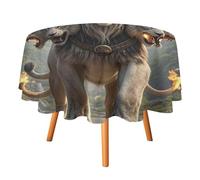 HETVBNS - Nine Lions Tablecloth, Wrinkle and Stain Resistant Polyester Round Tablecloth 60 x 60 Inch, Elegant Decor for Dining, Party, Patio