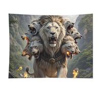 HETVBNS Nine Lions Tapestry Wall Hanging - 60"x80" Aesthetic Tapestries Soft Polyester Wall Art Decor Large Tapestry for Bedroom Living Room Dorm Backdrop, Hanging Kit Included