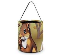 HETVBNS Nut-eating Squirrel Candy Bag Halloween Trick Or Treat Bucket 7.9x8.3in, Reusable Gift Bags for Party Holiday Wedding