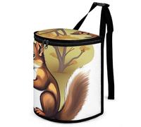 HETVBNS Nut-Eating Squirrel Car Trash Can with Lid, Leakproof Hanging Automotive Trash Bin, Waterproof Garbage Storage Bag for Vehicles, RV, Bathroom, Office