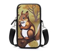 HETVBNS Nut-eating Squirrel Cell Phone Bag with Detachable Strap, Aesthetic Mini Sling Bag Small Crossbody Bag for Phone