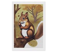 HETVBNS Nut-Eating Squirrel Diamond Painting Kits for Adults, Full Round Drill DIY Diamond Art for Beginners, 5D Gem Art and Crafts for Home Wall Decor 8"x12"