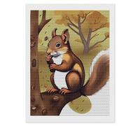 HETVBNS Nut-Eating Squirrel Diamond Painting Kits for Adults, Full Round Drill DIY Diamond Art for Beginners, 5D Gem Art and Crafts for Home Wall Decor 12"x16"