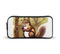 HETVBNS Nut-eating Squirrel Pencil Case Large Capacity Zipper Pouch, Durable Pencil Box Organizer, Portable Small Cosmetic Bag for Office, Travel