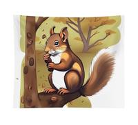HETVBNS Nut-eating Squirrel Tapestry Wall Hanging - 50"x60" Aesthetic Tapestries Soft Polyester Wall Art Decor Large Tapestry for Bedroom Living Room Dorm Backdrop, Hanging Kit Included