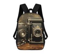 HETVBNS Old Camera Backpack for Women Men, Durable 600D Polyester Bookbag with Large Capacity, Lightweight 17 Inch Laptop Backpack Minimalism Casual Daypack for Work, Travel