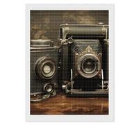 HETVBNS Old Camera Diamond Painting Kits for Adults, Full Round Drill DIY Diamond Art for Beginners, 5D Gem Art and Crafts for Home Wall Decor 12"x16"