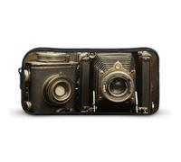 HETVBNS Old Camera Pencil Case Large Capacity, Durable Pencil Pouch Portable Small Cosmetic Bag with Metal Zipper, Simple Makeup Pouch Aesthetic Toiletry Bag for Travel Office