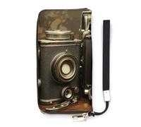 HETVBNS Old Camera Wallet, Elegant Wristlet Wallet with Multi-Card Slots, PU Leather Long Purse for Women, Men