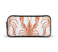 HETVBNS Orange Shrimp Pattern Pencil Case Large Capacity, Durable Pencil Pouch Portable Small Cosmetic Bag with Metal Zipper, Simple Makeup Pouch Aesthetic Toiletry Bag for Travel Office